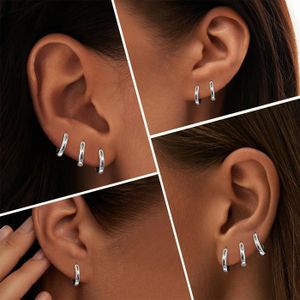 Lot De 8 Paires De Boucles D'oreilles Hypoallergéniques En Acier Chirurgical - Clous Et Créoles Or Et Argent, Pour Piercings Multiples