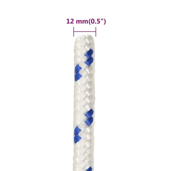 Corde Tressée Polypropylène Pour Bateau – 6 Mm X 50 M, Blanche, Résistante Aux Intempéries