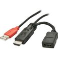 Câble HDMI injecteur d'alimentation avec USB type A mâle, 15 cm-0
