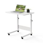 LDSZXNE Table Roulant de Lit Canapé pour Ordinateur Portable Hauteur Réglable Table d'appoint avec 4 roulettes 60x40cm Blanc