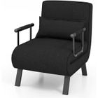 GIANTEX Fauteuil Relax Inclinable/Convertible- Dossier Réglable à 6 Niveaux- avec Oreiller+Accoudoirs- Fauteuil-Lit 1 Place- Noir