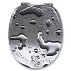 WOLTU Abattant de toilette en MDF avec charnière, Couvercle de WC, antibactérienne, 43.2x37.6cm, Goutte d'eau, Gris