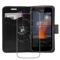 ebestStar ® Nokia 1 - Etui Coque Housse Portefeuille PU Cuir + Film protection écran en VERRE Trempé, Noir