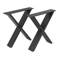 Set de 2 pieds de table Maribo forme X en acier 72 x 55 x 6 cm