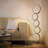 Lampadaire LED dimmable en aluminium Noir - 110x26x20cm - Anneau moderne à 5 flammes - Interrupteur tactile - Blanc chaud 32W