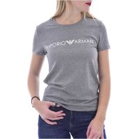 Tee Shirt Pailleté Stretch à Gros Logo  -  Emporio Armani - Gri