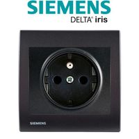 Siemens - Prise 2P+T Anthracite Delta Iris + Plaque basic Anthracite