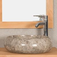 Vasque salle de bain à poser Venise gris 40cm - WANDA COLLECTION - Marbre - Rond