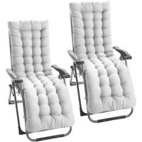Lot de 2 coussins pour chaise longue de jardin, chaise longue, coussin antidérapant, portable pour jardin, extérieur 170 x 53,Gris