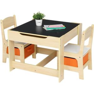 TABLE ET CHAISE Table et 2 Chaises pour Enfant en Bois avec espace