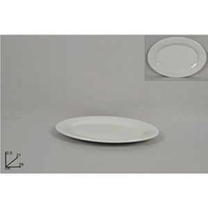 Lot de 4 blanc pur ovale Dîner Plaque Steak Rib Plaques Plateaux De Porcelaine 31 cm 12" 