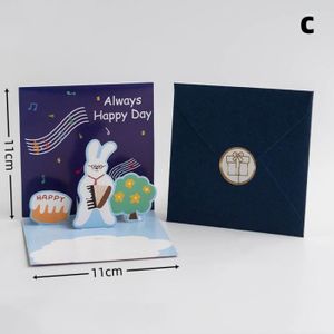 FAIRE-PART - INVITATION Faire-part - invitation,Carte de joyeux anniversaire avec enveloppe 3D,cartes de vœux Pop-Up pour gâteau - CHK[E219463]