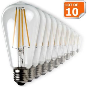 AMPOULE - LED Lot de 10 Ampoules Led Filament ST64 Style Edison Teardrop 7 watt (eq.52 watt) Culot E27