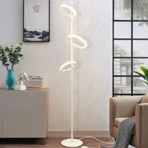 LAMPADAIRE Lampadaire Homefire LED moderne blanc chaud - Fer et aluminium - Blanc - 20 x 20 x 138 cm - avec anneaux amovibles rotatifs