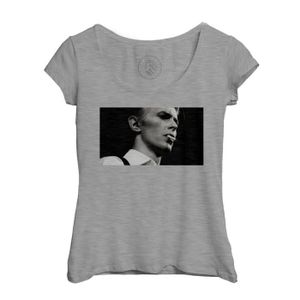T-SHIRT T-shirt Femme Col Echancré Gris David Bowie Cigare