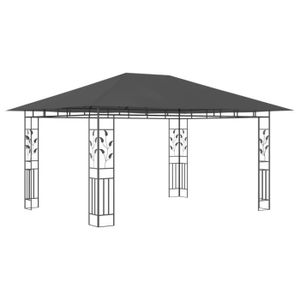 TONNELLE - BARNUM Belvédère HOME - Tonnelle de jardin - design classique - avec moustiquaire 4x3x2,73 m Anthracite 180 g-m²|11613