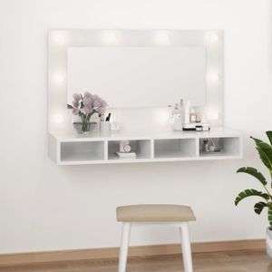 ARMOIRE DE CHAMBRE Armoire à miroir avec LED Blanc brillant 90x31,5x62 cm