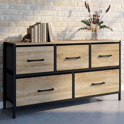 Chiffonnier 4 Tiroirs Utah 30x30x80 Cm – Style Industriel Bois Et Métal – Rangement Compact Pour Entrée, Chambre