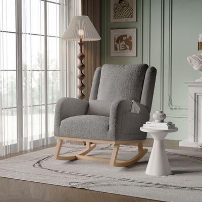 GIANTEX Fauteuil à Bascule Rembourré, avec Coussin Lombaire, Dossier et