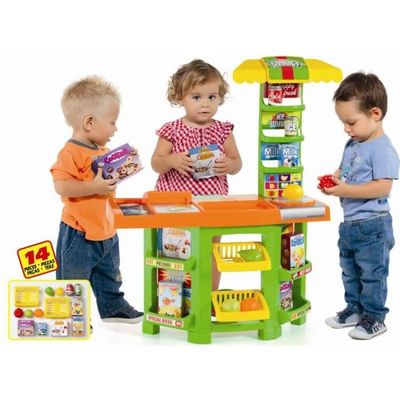 Chariot Supermarché Enfant Rose Et Jaune – 35 X 28 X 47 Cm – Panier à Roulettes – Poupée Incluse – Dès 3 Ans