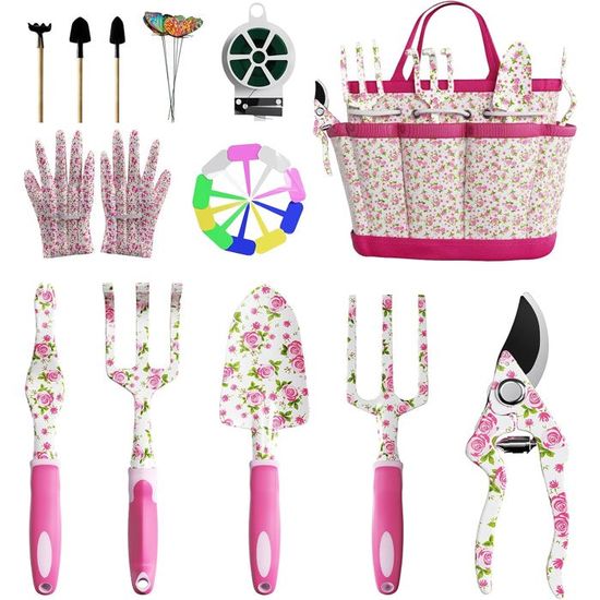DeAO – Set Jardinage Enfant Graffitiable – 14 Pièces – Râteau, Arrosoir, Pots, Tablier, Peinture – DIY