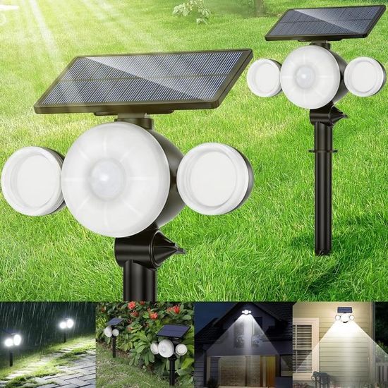 Spot Solaire Extérieur - Lampe Jardin Puissante Etanche IP65 - Auto On-Off  Eclairage [J562] - Cdiscount Maison