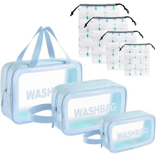 Lot De 3 Trousse De Toilette Transparentes BAGSMART - Imperméable TSA Approuvées Pour Voyage Avion
