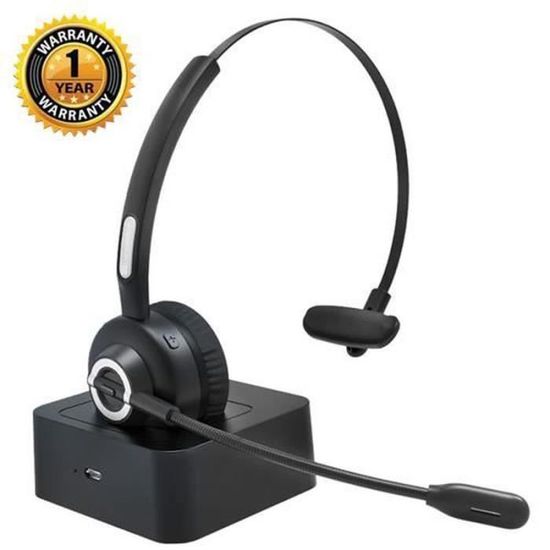 Casque Bluetooth Camionneur Avec Double Micro à Réduction De Bruit - Sans Fil, Batterie 300mAh, Compatible Teams/Zoom Casque Confort Longue Durée Casque Bluetooth Camionneur Avec Double Micro à Réduction De Bruit - Sans Fil, Batterie 300mAh, Compatible Teams/Zoom Casque Confort Longue Durée