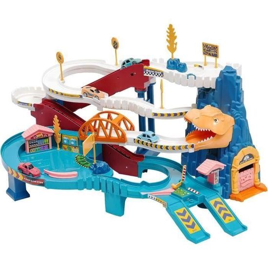 Camion - KUKUFUN - Transporteur pliant dinosaure - 10 voitures moulées - 2 niveaux - Rouge - Jeux - Jouets