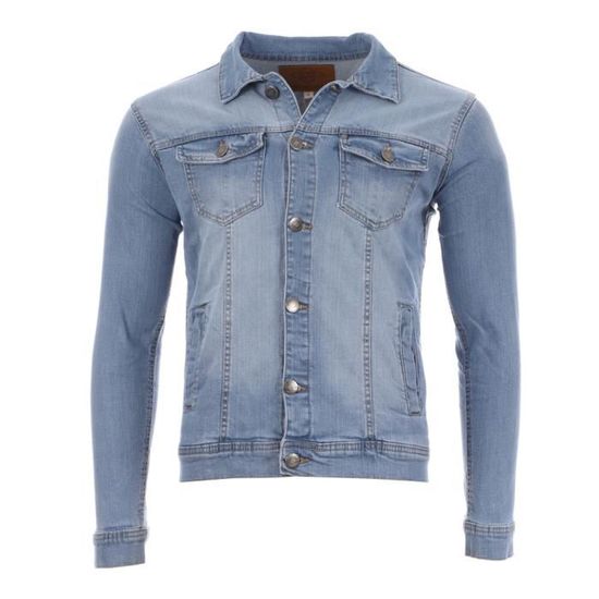 Veste En Jean Bleu Stretch Christopher & Banks Taille M - Bordure Flanelle Rouge - Occasion Très Bon état