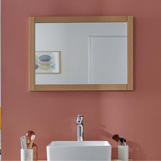 Miroir de salle de bain mural en bois PALM - MOB-IN - L50 x H70 - Design naturel