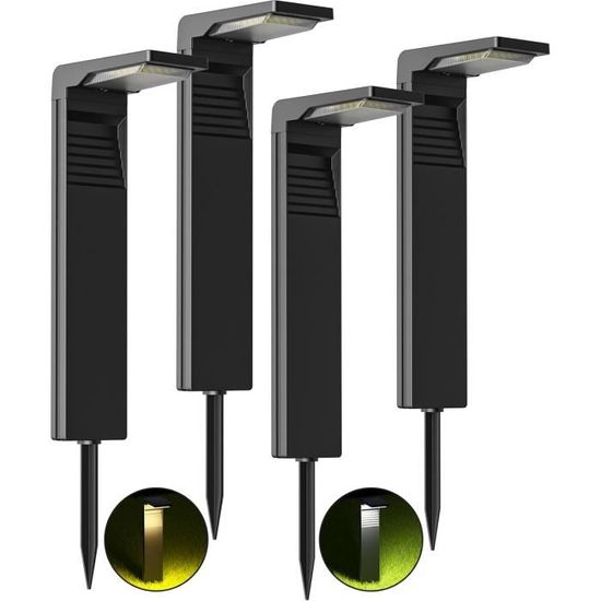 OUSFOT Lampe Solaire Exterieure Jardin 6 Pièces 40 LED, Lumiere Solaire Exterieur avec Deux Niveaux de Luminosité, Lampadaire Solaire Étanche IP65, Borne Éclairage pour Jardin, Cour, Allée, Chemin