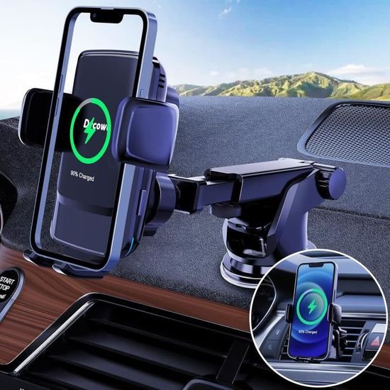 Chargeur Induction Voiture 15W Magsafe Rotation 360° - Compatible IPhone 15/14/13/12 Avec Allume-Cigare USB C