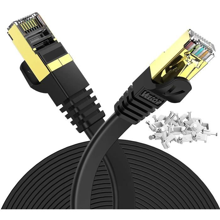 5m cable rj45 plat cat 7 câble de reseau 10 gigabit s noir