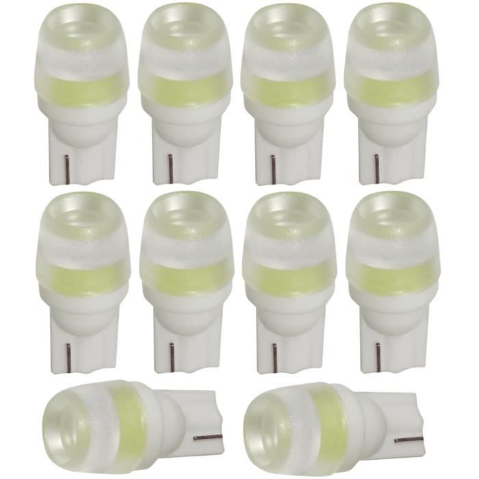 Aerzetix: C13537 10x ampoule T10 W5W 12V LED blanc effet xénon veilleuses éclairage intérieur seuils de porte plafonnier pieds le...