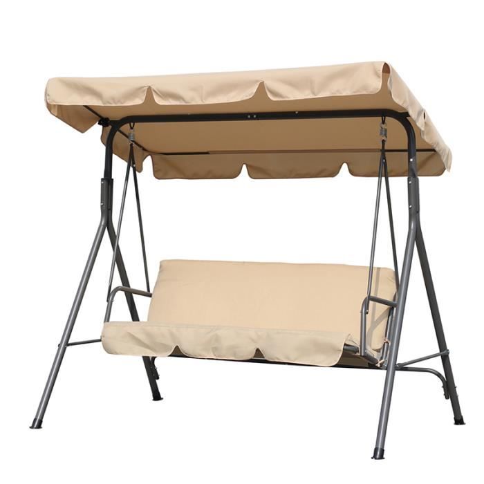 Angel Living Jardin Patio Balançoire à 3 Places Extérieur Canopy Suspendu Hamac (Beige)