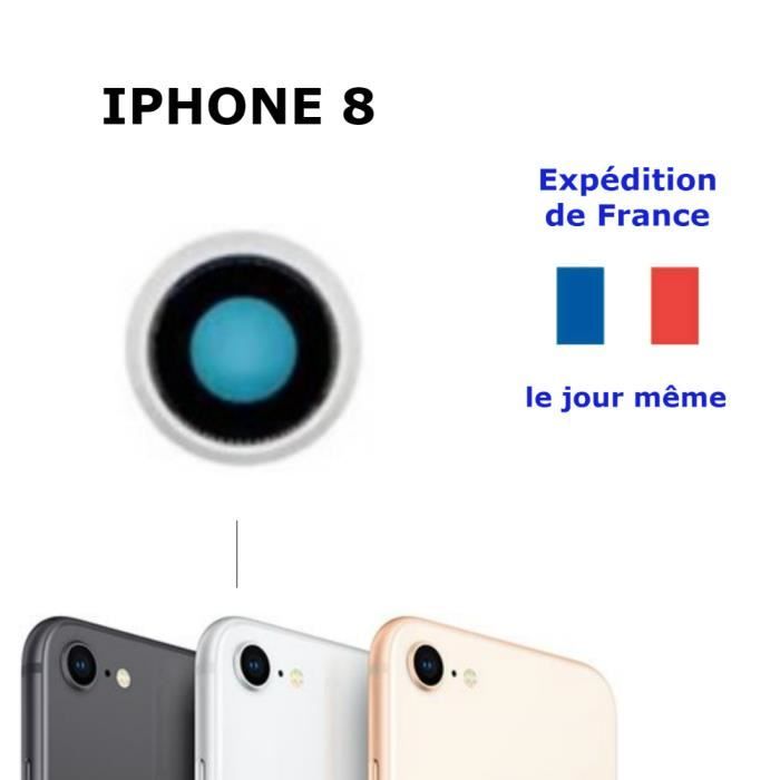 Vitre Cache Camera Apple IPHONE 8 ARGENT - SILVER Lentille Photo Arrière