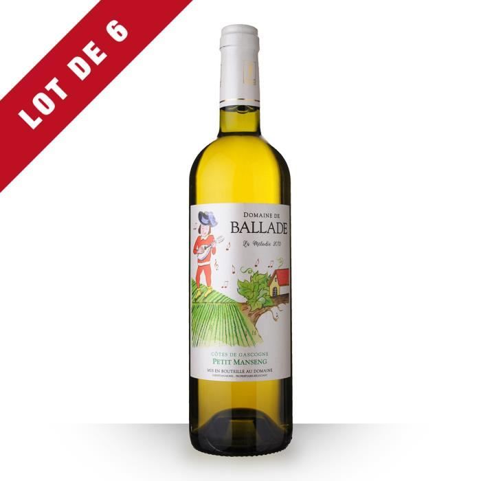 6X Domaine de Ballade Mélodie 2015 Blanc 75cl IGP Côtes de Gascogne - Vin Blanc moelleux et gourmand