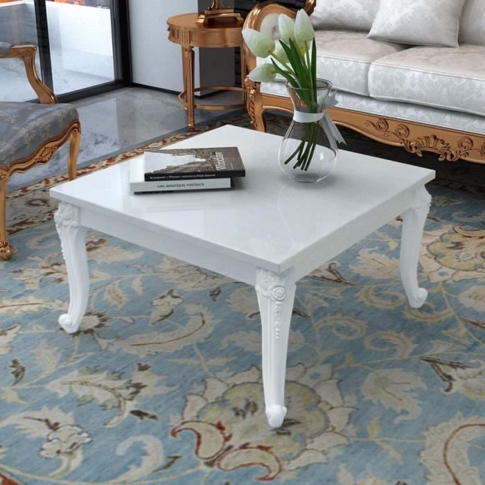 Table basse Style Moderne - Table de salon Table Café 80 x 80 x 42 cm Laquée Blanc