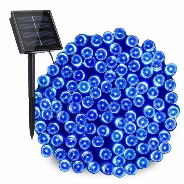 Guirlande Solaire Blanches Ballon Lumière Bleu 100 LED 8 Modes 12m, Guirlande Lumineuse, Guirlande de Noël Jardin Fête Déco