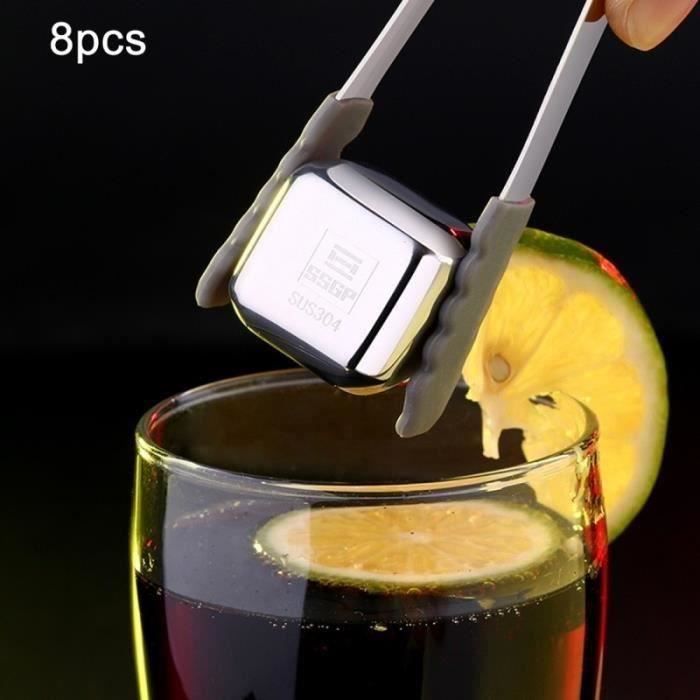 Bac à glaçon 8 PCS en acier inoxydable Chilling cubes de glace réutilisables le whisky la vodka Liqueurs
