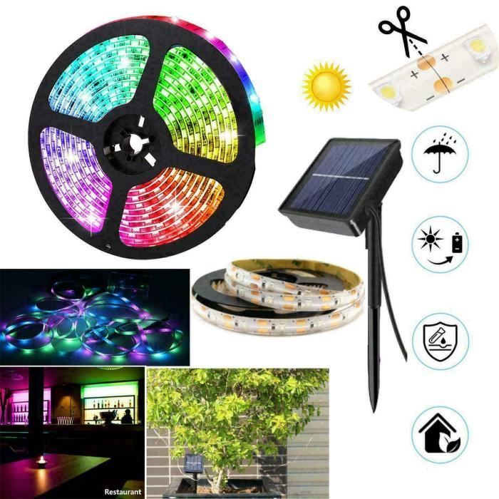 5M RGB LED à énergie solaire de bande de lumière extérieure de chaîne de bande de jardin