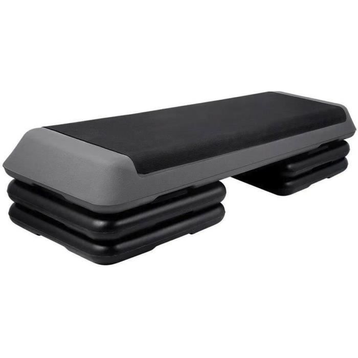 Step Fitness – 4 socles – 3 hauteurs – Coloris Gris/Noir