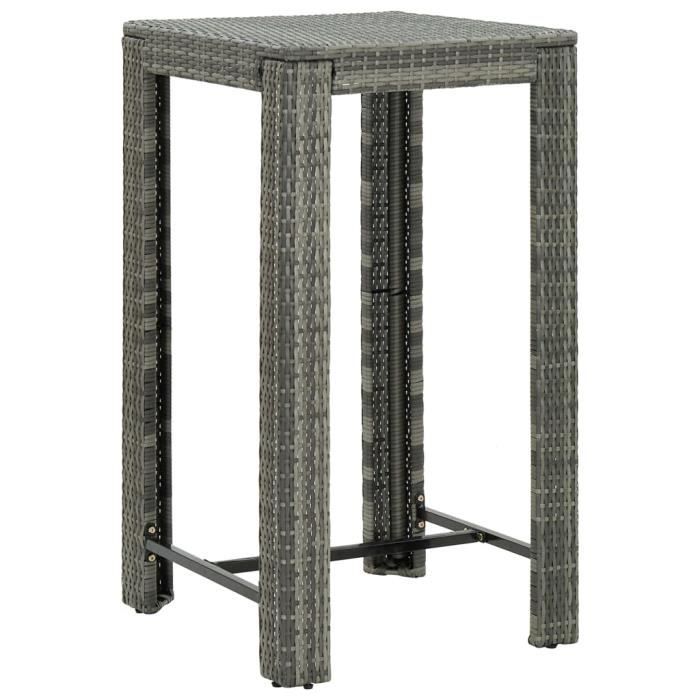 *7189Contemporain Table de bar de jardin Design Scandinave Décor - Mange-Debout Table de jardin Gris 60,5x60,5x110,5 cm Résine tress