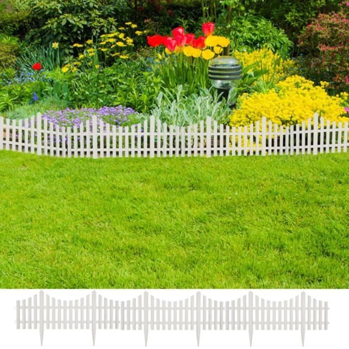 Bordure de pelouse Blanc 17 pcs - 10 m pour jardin -ZOO
