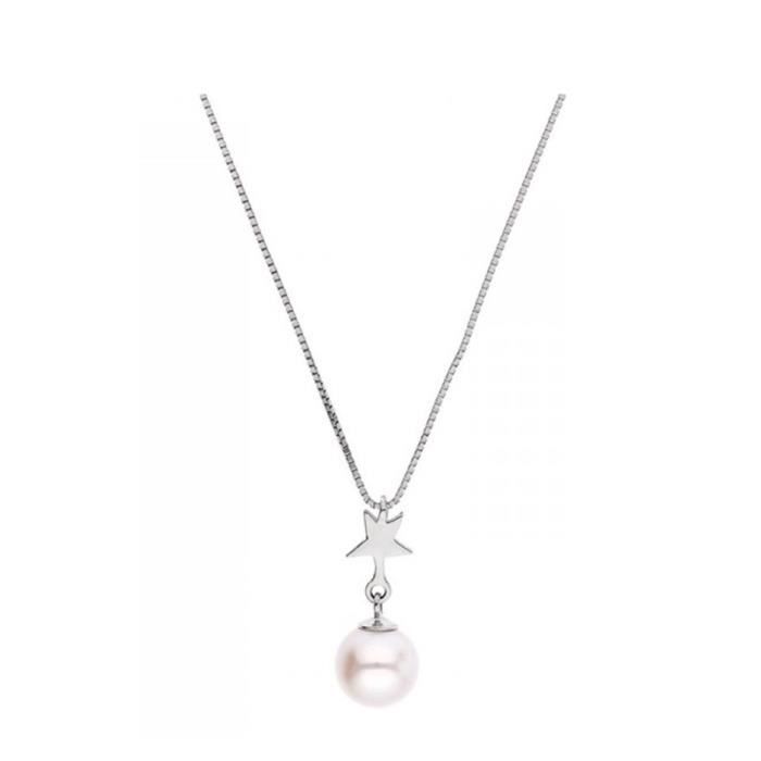 Collier Etoile Perle de Culture Blanche et Argent 925/1000 - Blue Pearls