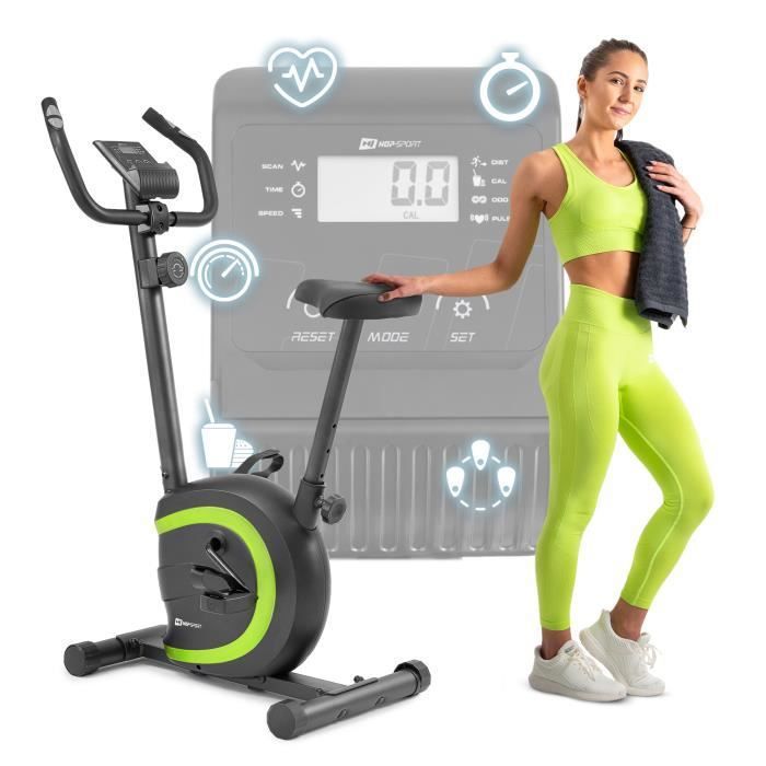 HOP-SPORT Vélo d’appartement, Masse d'inertie 5 kg, 8 Niveaux de résistance magnétique, Vélo fitness HS-015H Vox, Max. 120 kg