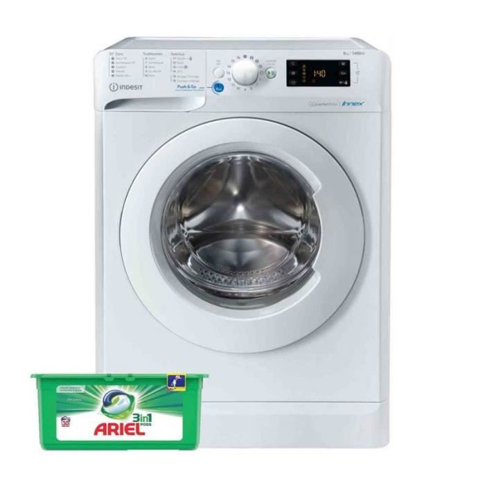 INDESIT Lave-Linge Frontal 8KG 1400trs/min Push and Wash Machine à laver hublot