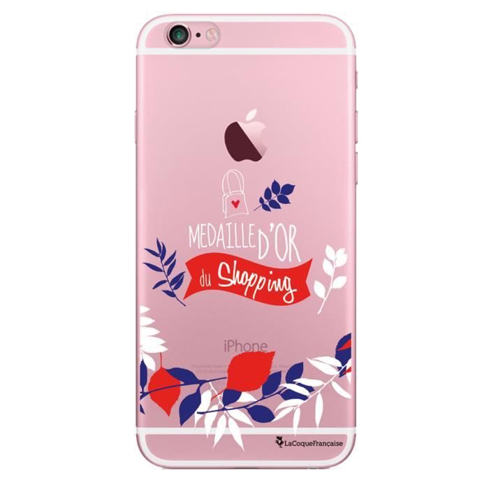 Coque iPhone 6 iPhone 6S rigide transparente Medaille d'or du shopping Ecriture Tendance et Design La Coque Francaise