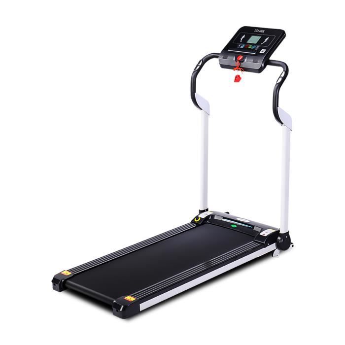 Lontek F509 Tapis de course pliable silencieux - Moteur 1.5cv, jusqu'à 10km/h, 12 programmes, Bluetooth, Noir